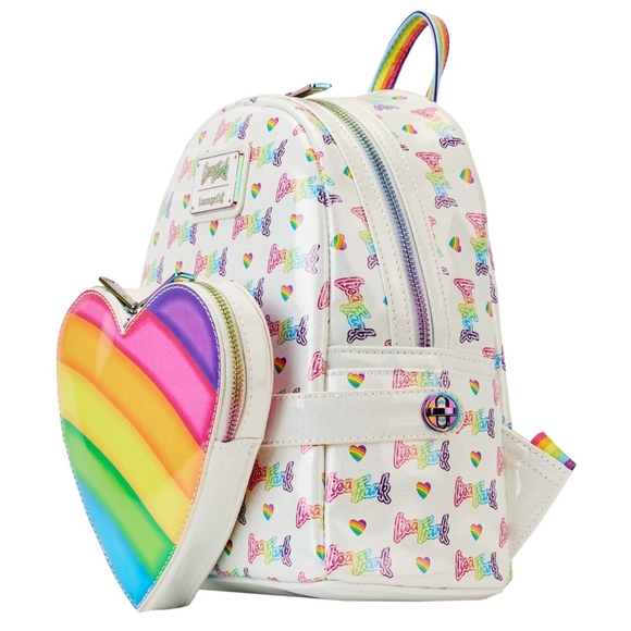Lisa Frank Rainbow Heart Loungefly Backpack Purse - Picture 2 of 10